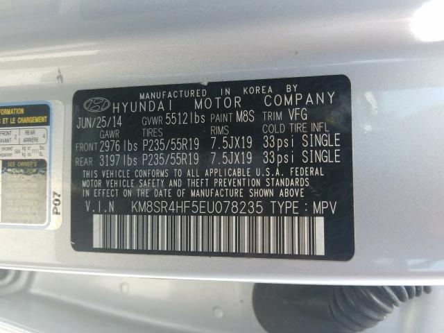 2011 HYUNDAI SANTA FE X KM8SR4HF5EU078235