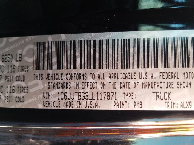 2020 JEEP GLADIATOR 1C6JJTBG3LL117871