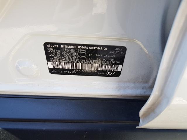 2019 MITSUBISHI OUTLANDER JA4AP3AU6KU023548