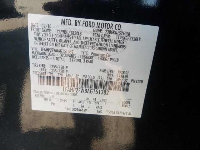 2010 FORD TAURUS LIM 1FAHP2FW8AG151382
