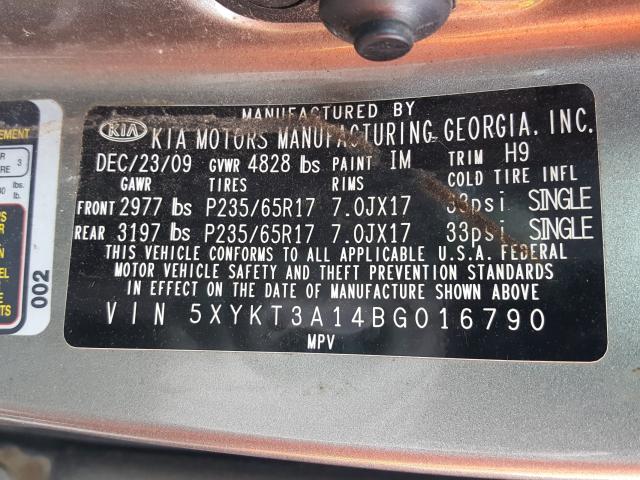 2011 KIA SORENTO 5XYKT3A14BG016790