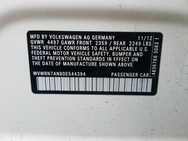 2013 VOLKSWAGEN CC LUXURY WVWRN7AN8DE544394