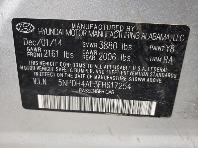 2015 HYUNDAI ELANTRA SE 5NPDH4AE3FH617254