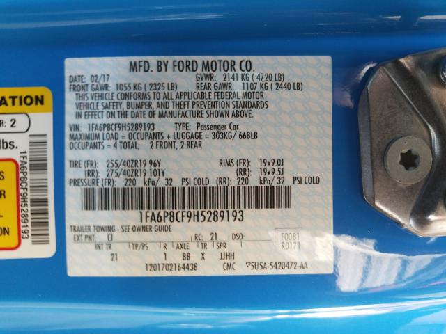 2017 FORD MUSTANG GT 1FA6P8CF9H5289193