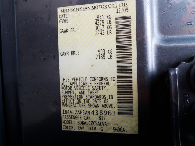 2010 NISSAN ALTIMA BAS 1N4AL2AP5AN438963