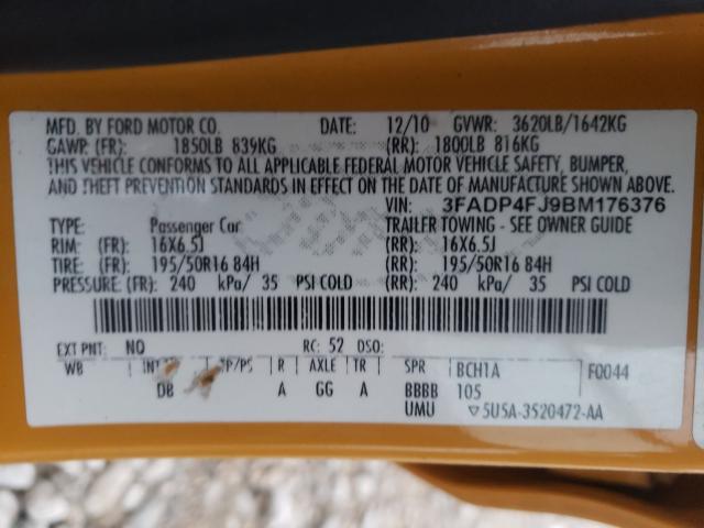 2011 FORD FIESTA SES 3FADP4FJ9BM176376