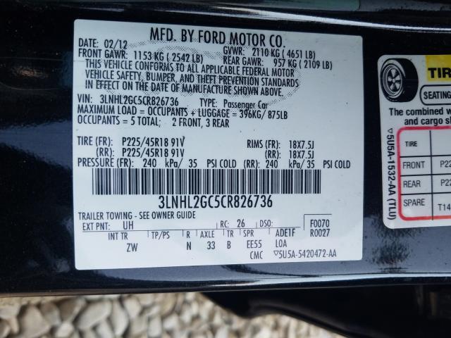 2012 LINCOLN MKZ 3LNHL2GC5CR826736