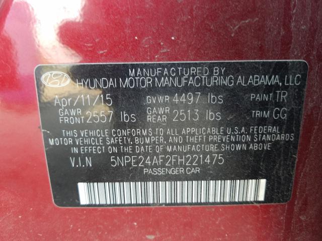 2015 HYUNDAI SONATA SE 5NPE24AF2FH221475