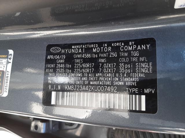 2019 HYUNDAI TUCSON SE KM8J23A42KU007492