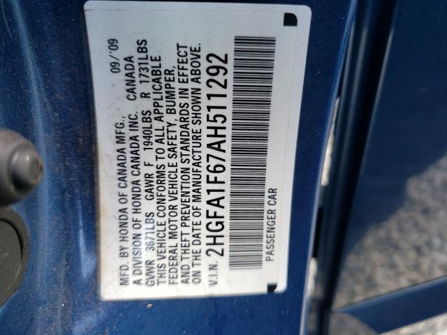 2010 HONDA CIVIC LX-S 2HGFA1F67AH511292