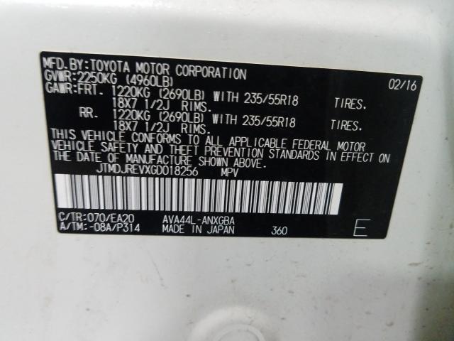 2016 TOYOTA RAV4 HV LI JTMDJREVXGD018256