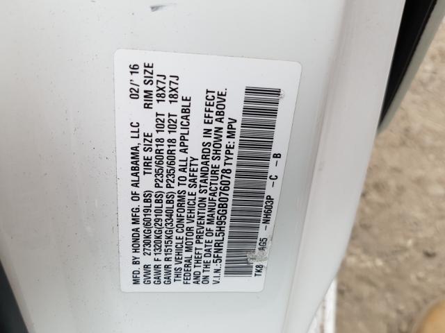 2016 HONDA ODYSSEY TO 5FNRL5H95GB076078