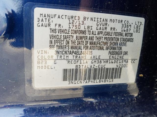 2014 NISSAN VERSA 3N1CN7AP4EL848415