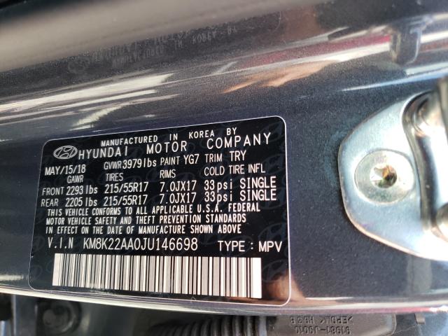 2018 HYUNDAI KONA SEL KM8K22AA0JU146698