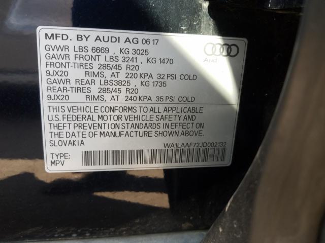 VIN WA1LAAF72JD002132 2018 Audi Q7, Premium Plus no.10