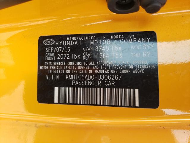 2017 HYUNDAI VELOSTER KMHTC6AD0HU306267
