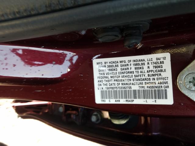 2012 HONDA CIVIC LX 19XFB2F57CE062705