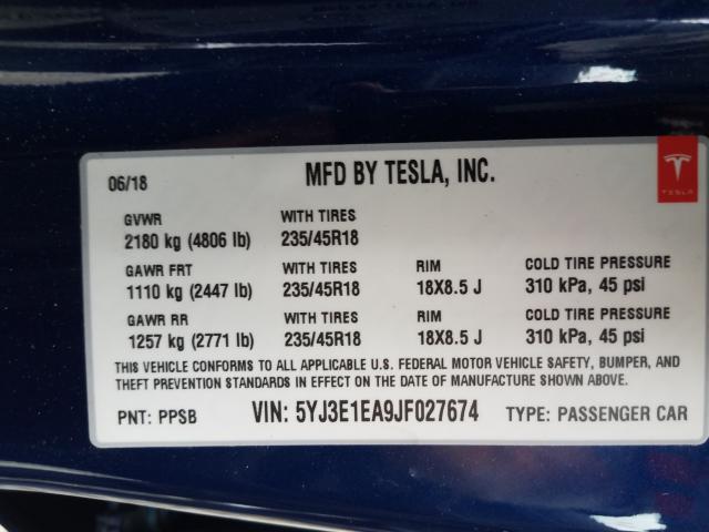 2018 TESLA MODEL 3 5YJ3E1EA9JF027674