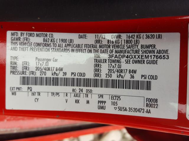 2014 FORD FIESTA ST 3FADP4GXXEM176653