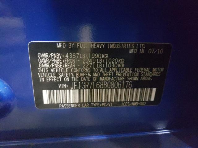 2011 SUBARU IMPREZA WR JF1GR7E68BG806176