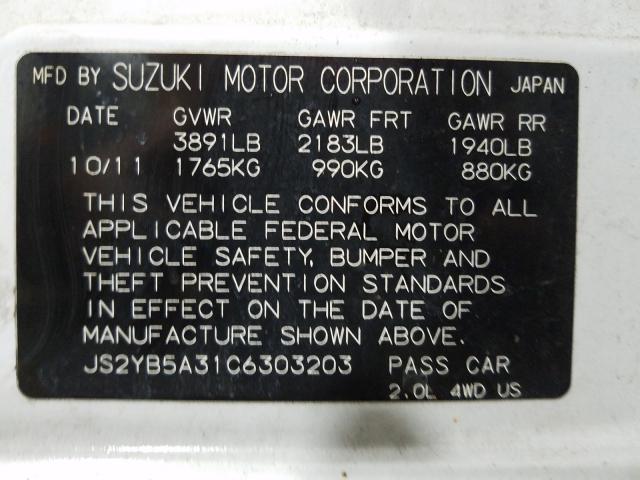 2012 SUZUKI SX4 JS2YB5A31C6303203