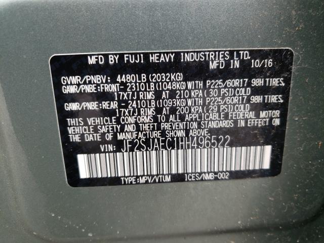 2017 SUBARU FORESTER 2 JF2SJAEC1HH496522