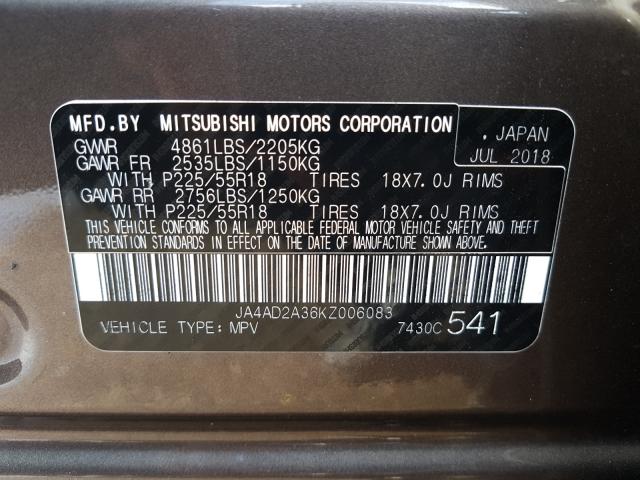 2019 MITSUBISHI OUTLANDER JA4AD2A36KZ006083