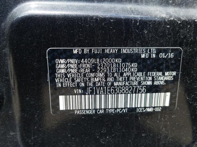 2016 SUBARU WRX PREMIU JF1VA1E63G8827756