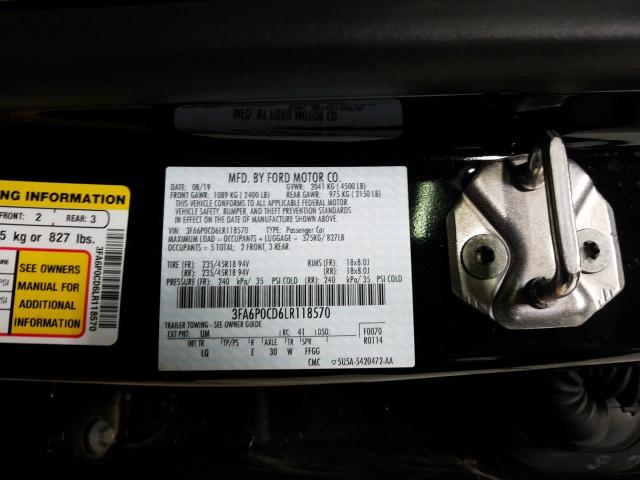 2020 FORD FUSION 3FA6P0CD6LR118570