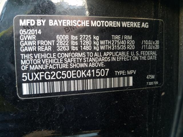 2014 BMW X6 XDRIVE3 5UXFG2C50E0K41507