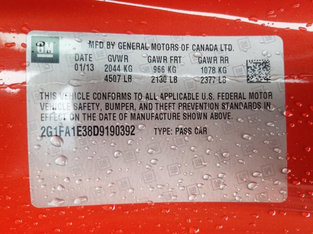 2013 CHEVROLET CAMARO LS 2G1FA1E38D9190392