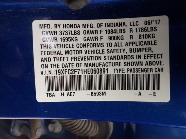 2017 HONDA CIVIC EX 19XFC2F71HE060891