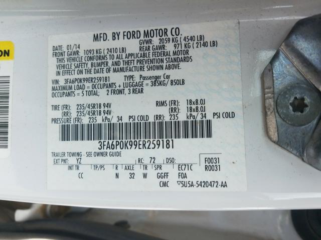 2014 FORD FUSION 3FA6P0K99ER259181