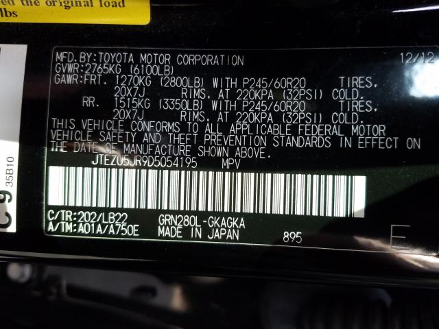 2013 TOYOTA 4RUNNER SR JTEZU5JR9D5054195