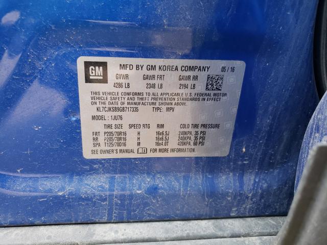 2016 CHEVROLET TRAX LS KL7CJKSB9GB717335