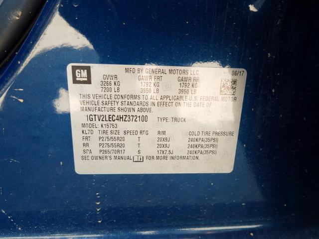 2017 GMC SIERRA K15 1GTV2LEC4HZ372100