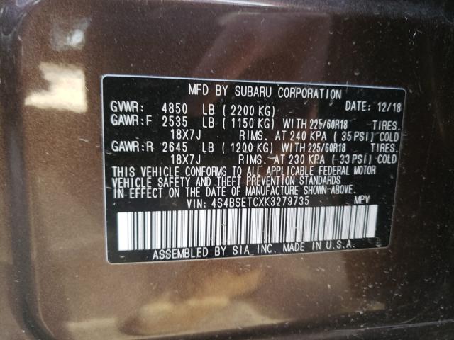 2019 SUBARU OUTBACK TO 4S4BSETCXK3279735