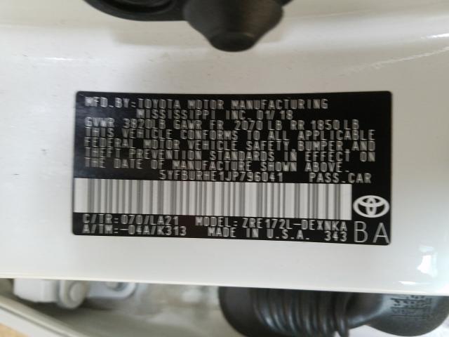 2018 TOYOTA COROLLA L 5YFBURHE1JP796041