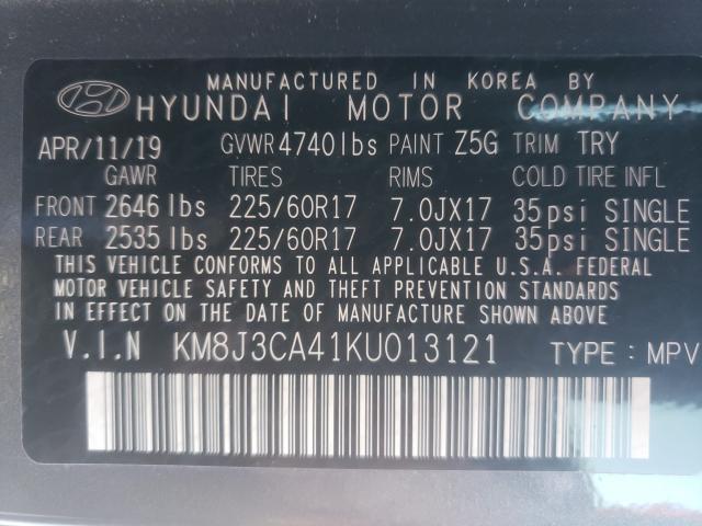 2019 HYUNDAI TUCSON LIM KM8J3CA41KU013121