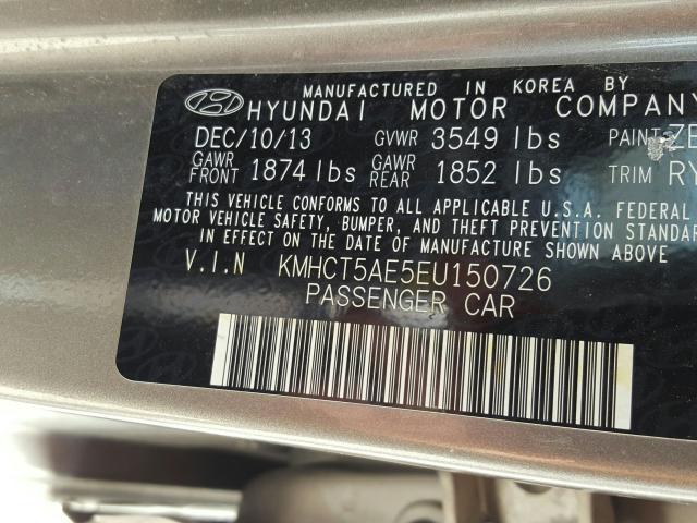2014 HYUNDAI ACCENT GLS KMHCT5AE5EU150726