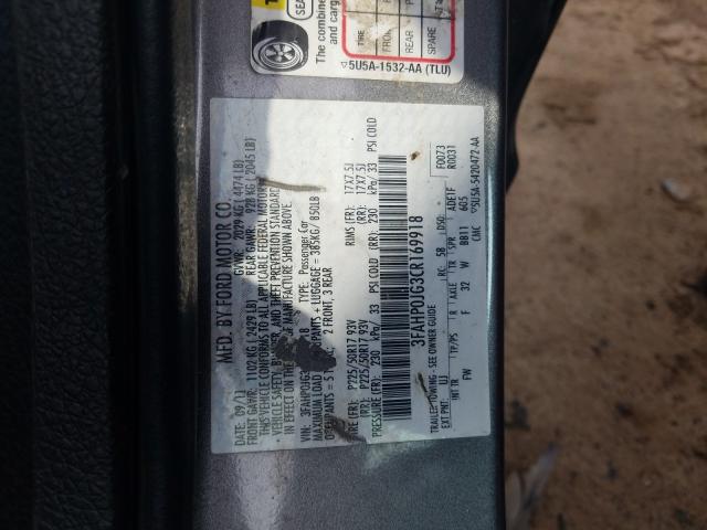 2012 FORD FUSION SEL 3FAHP0JG3CR169918