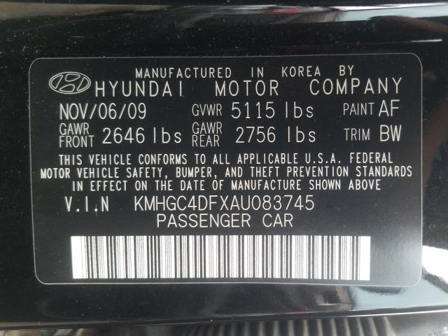 2010 HYUNDAI GENESIS 4. KMHGC4DFXAU083745