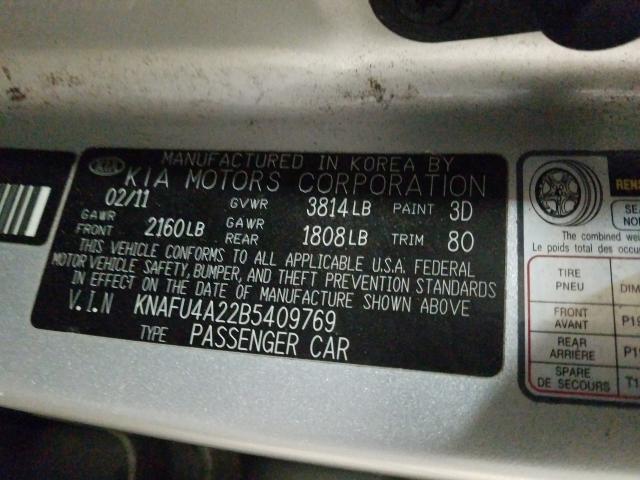 2011 KIA FORTE KNAFU4A22B5409769