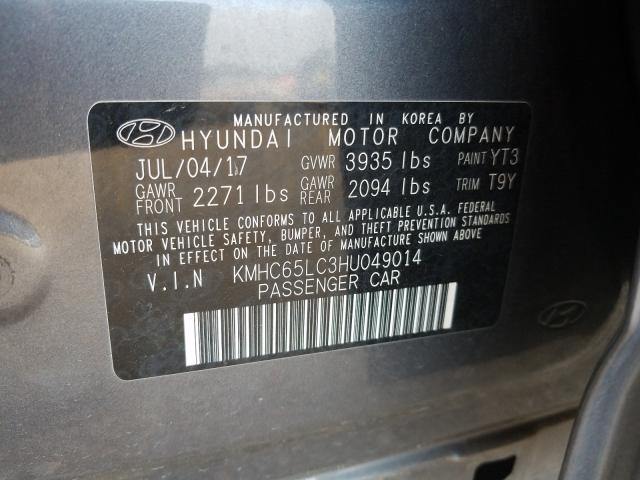 2017 HYUNDAI IONIQ BLUE KMHC65LC3HU049014