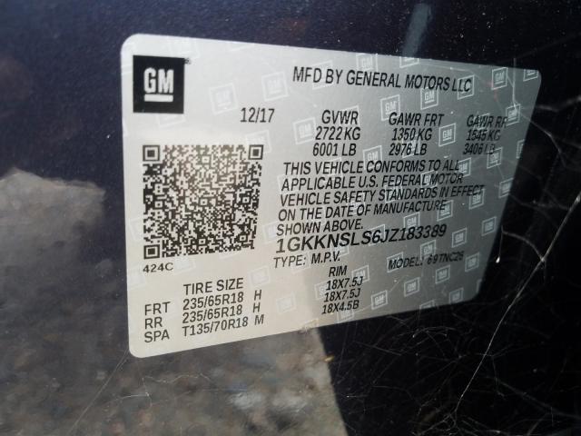 2018 GMC ACADIA SLE 1GKKNSLS6JZ183389