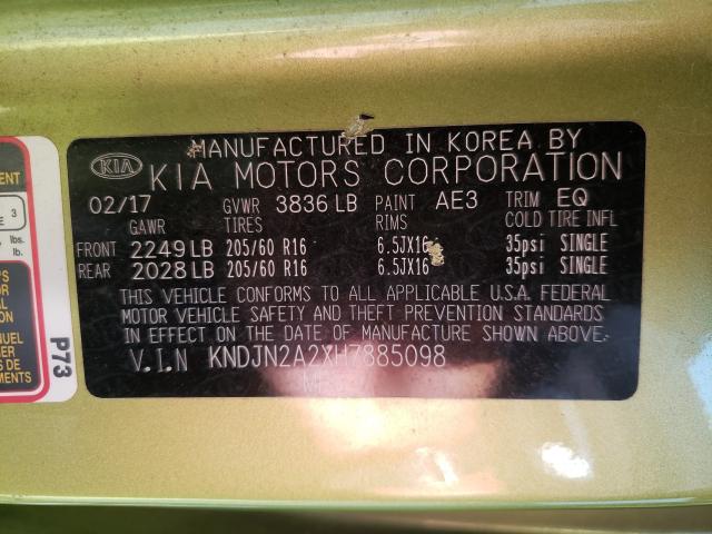 2017 KIA SOUL KNDJN2A2XH7885098