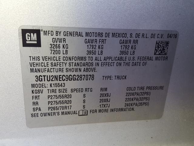 2016 GMC SIERRA K15 3GTU2NEC9GG287078