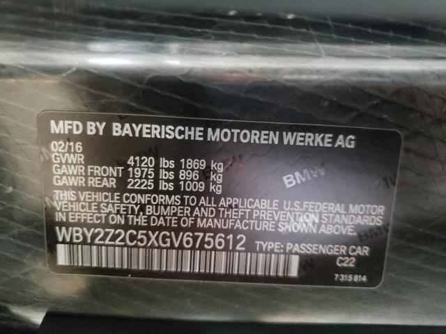 VIN WBY2Z2C5XGV675612 2016 BMW I8 no.10