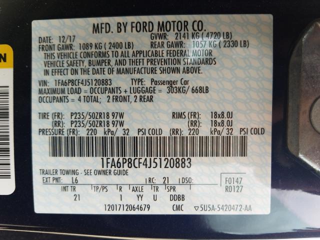 2018 FORD MUSTANG GT 1FA6P8CF4J5120883