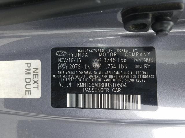 2017 HYUNDAI VELOSTER KMHTC6AD8HU310504